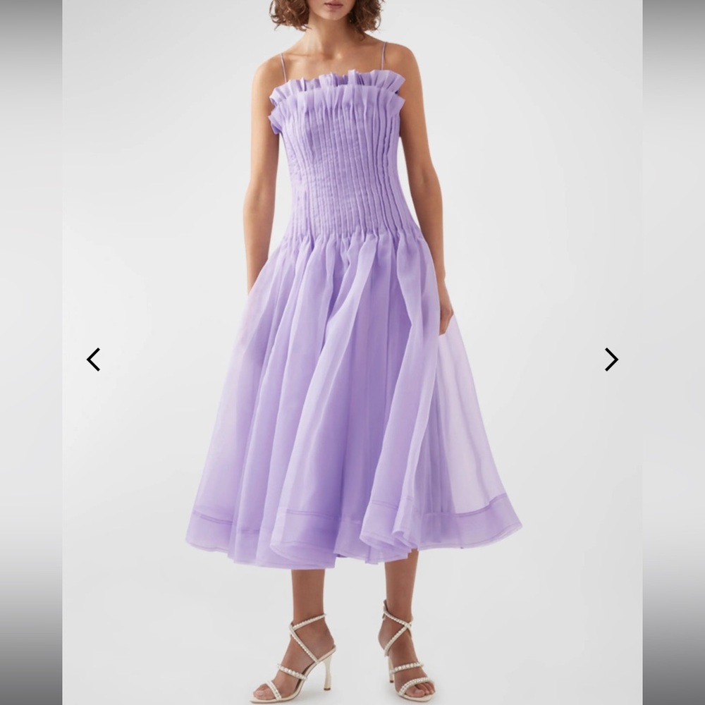 Aje Horizon Pintucked Organza Midi dress - worn once, perfect condition